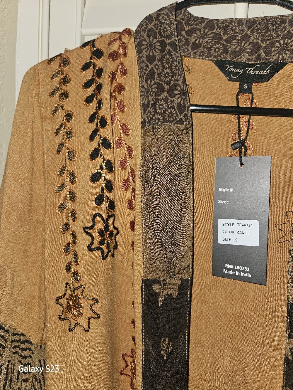 Young Threads Boho Rust Embroidered Kimono - Picture 3 of 6